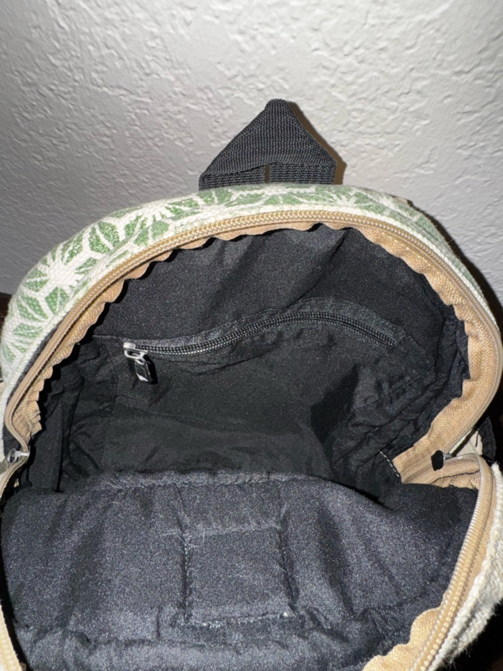 Natural Hemp Cream Multi-Color Patterned Mini Backpack - Picture 4 of 4